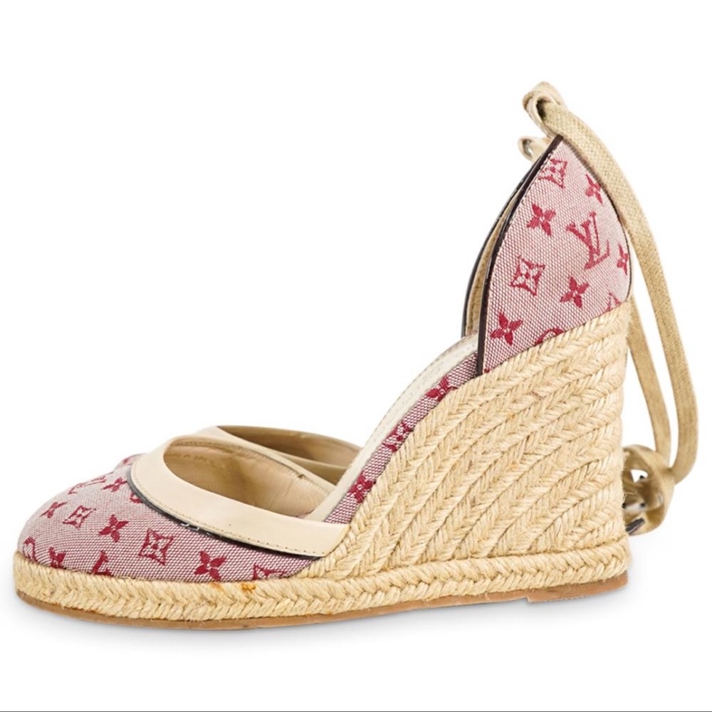 Louis Vuitton Monogram Canvas and Leather Starboard Espadrille Wedges - Picture 4 of 5